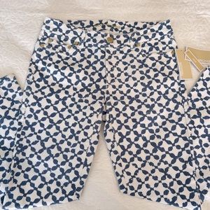 Michael Kors blue and white patterned pants